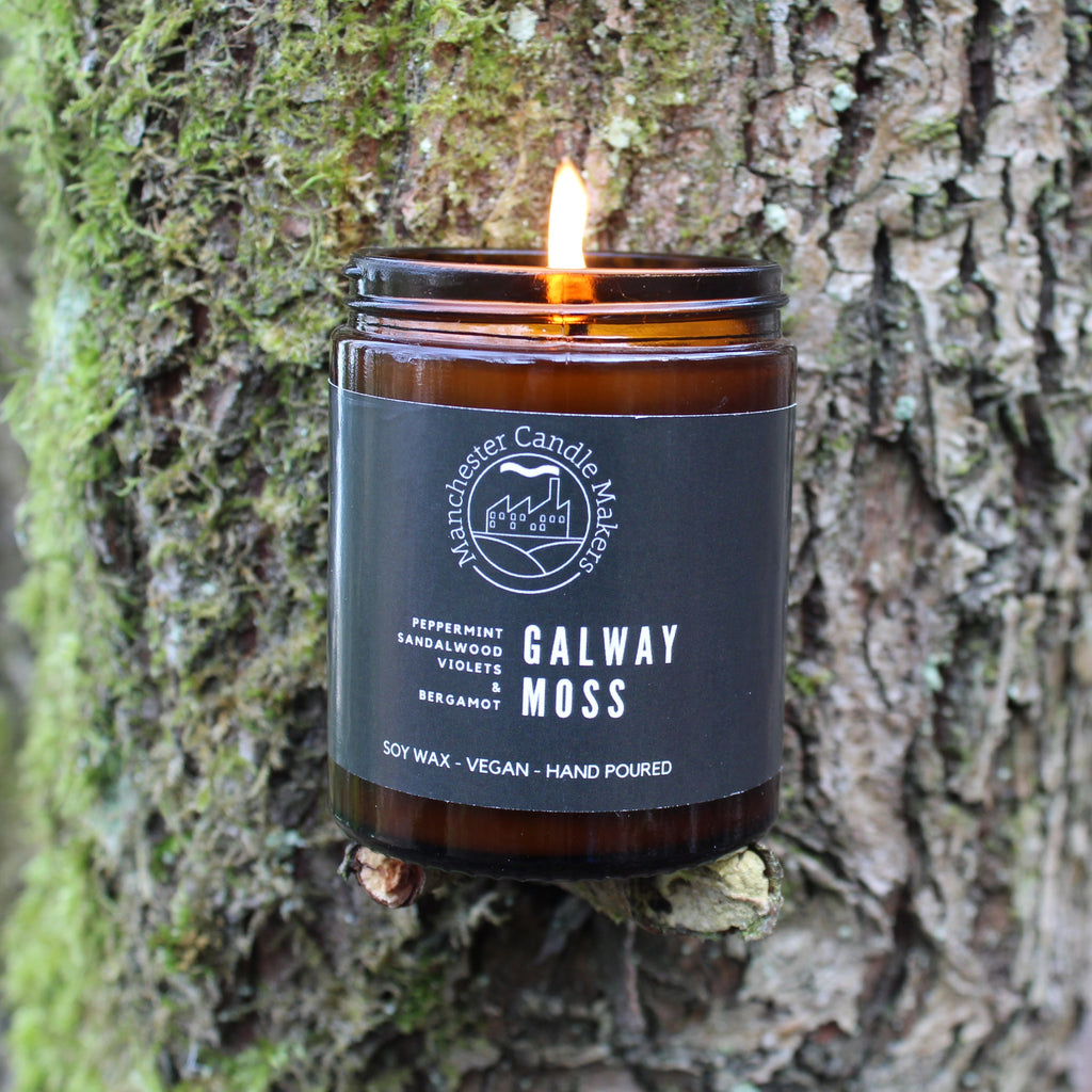 Sandalwood Musk Violets Peppermint & Bergamot  - Galway Moss Soy Wax Candle
